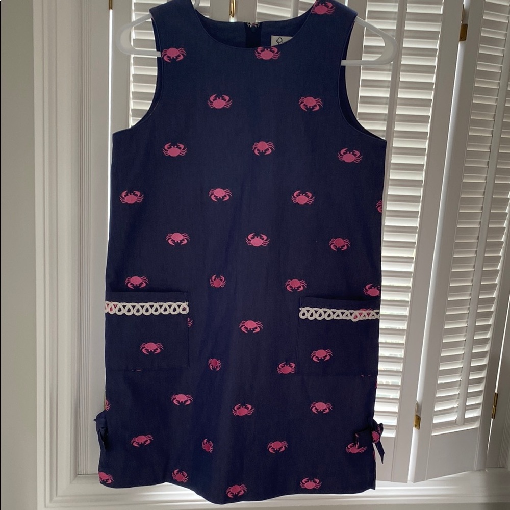Lilly Pulitzer Navy Dress with Pink Crab Print